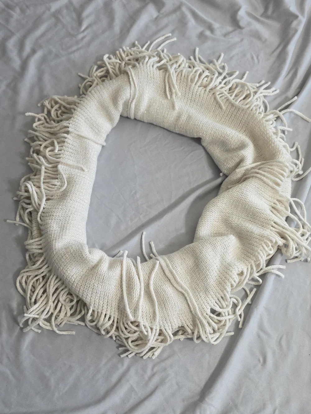 Cream Fringe Infinity Scarf